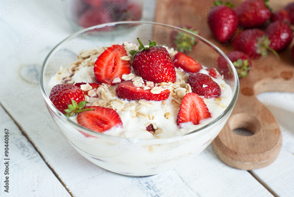 Homemade yogurt with strawberry Homemade yogurt with strawberry