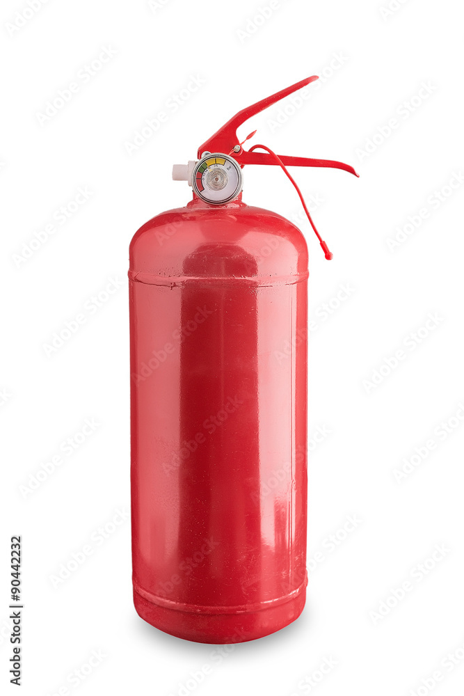 red fire extinguisher on a white background red fire extinguisher on a white background