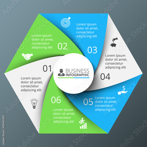 Vector spiral hexagon for infographic.
