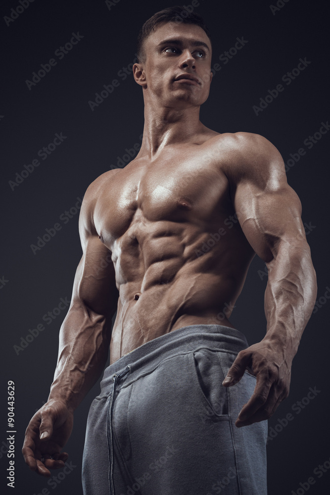 Close-up of athletic muscular man