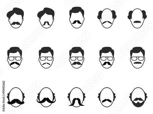 man with beard and mustache icons set