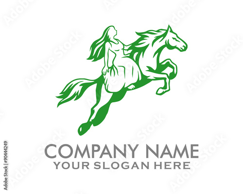 green silhouette horsewoman
