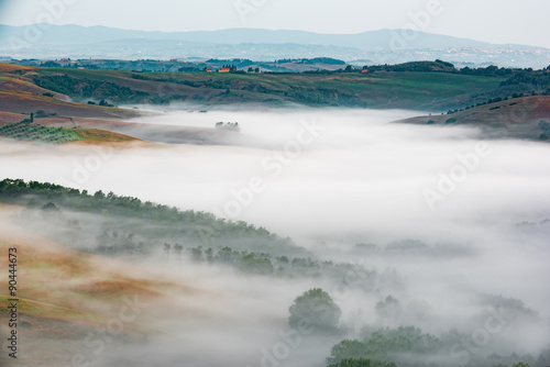 Beautiful nature sunrise on a wonderful Tuscan landscape