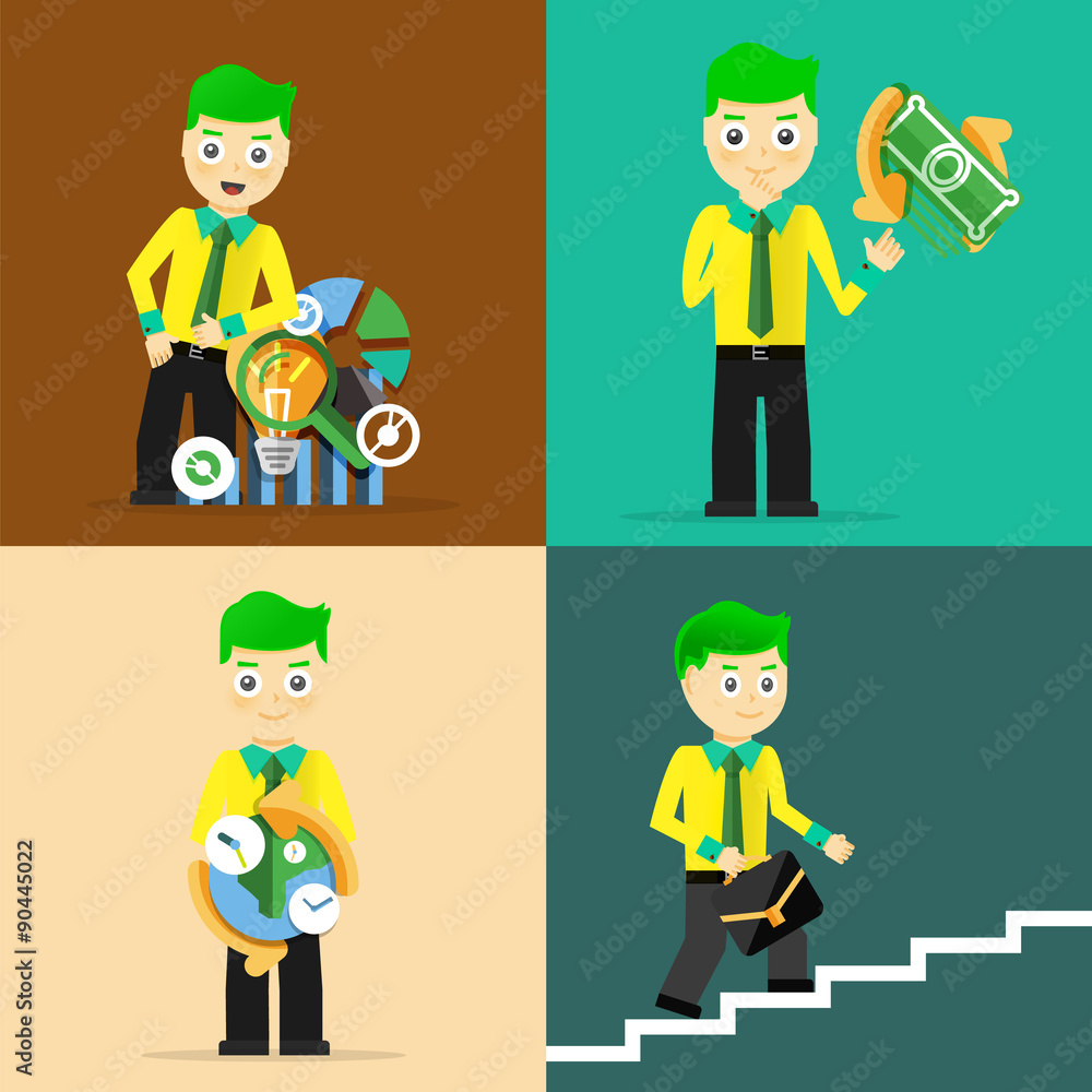 Set of businessman pose character concepts Set of businessman pose character concepts
