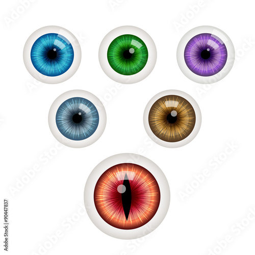 Set of colorful eye balls. Vector illustration.