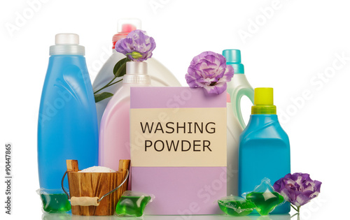 washing and cleaning detergents,  isolated on white