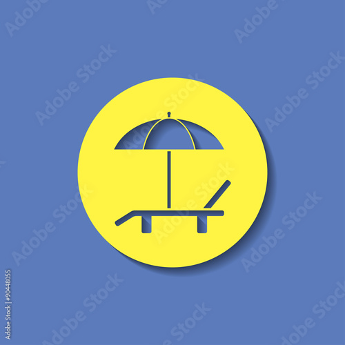 Beach vector icon. Umbrella with deck chair