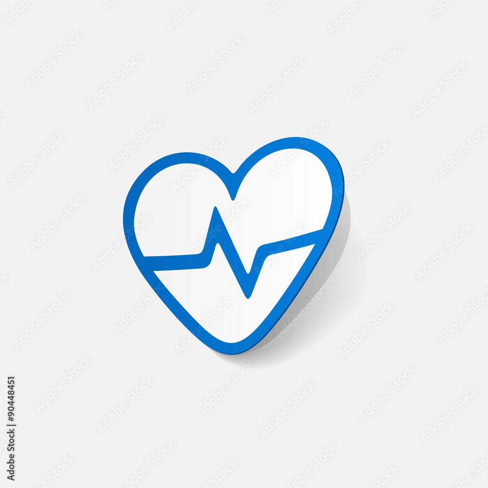 paper sticker: Heartbeat sign. heart with pulse paper sticker: Heartbeat sign. heart with pulse