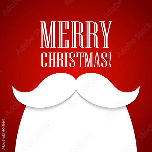 Christmas card with a beard and mustache Santa Claus. Vector