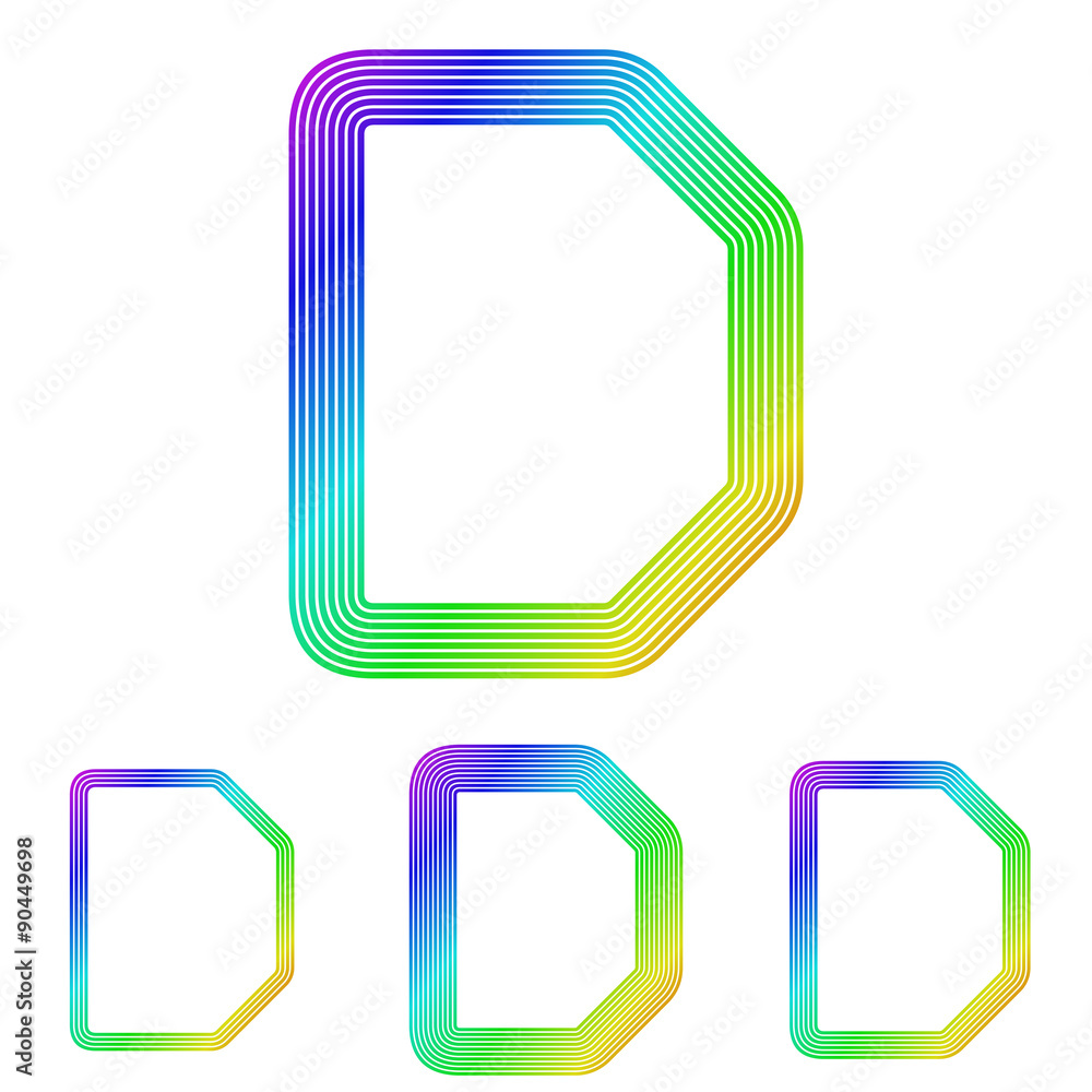Rainbow line d logo design set Rainbow line d logo design set