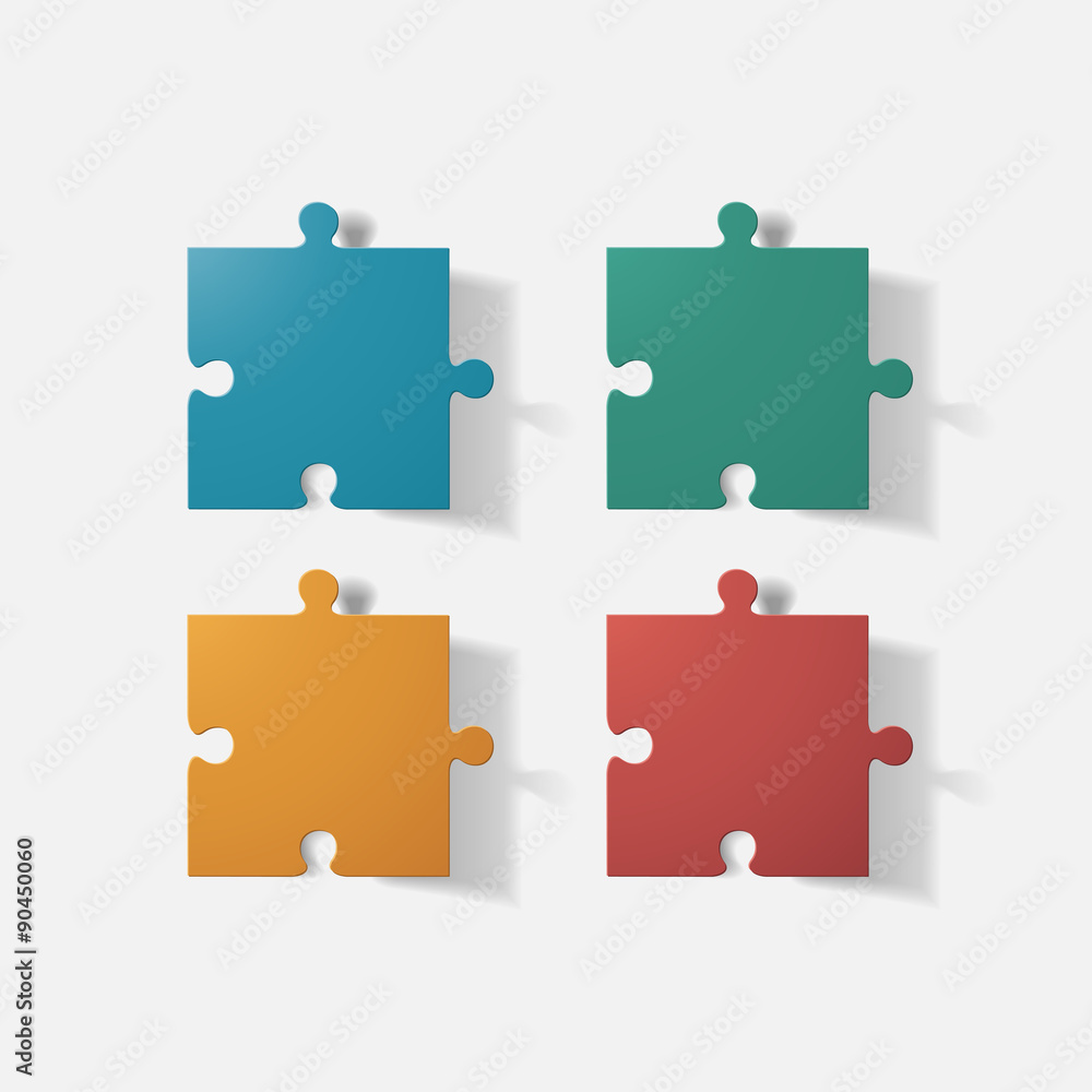 Fototapeta premium Paper clipped sticker: puzzle