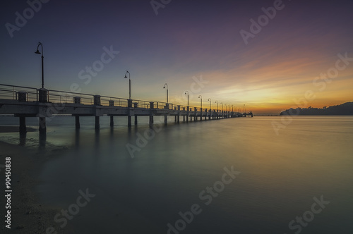 A Jetty to Jerejak Island, Penang, Malaysia in long exposure silky sea surface