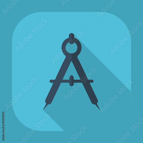 Flat modern design with shadow drawing compass