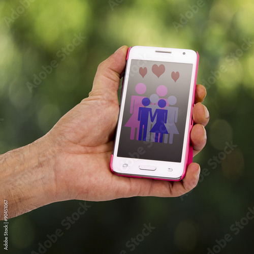 mobile with silhouette of couples