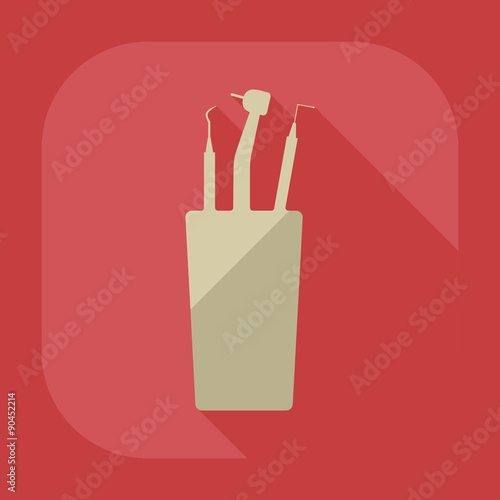 Flat modern design with shadow dentist tool