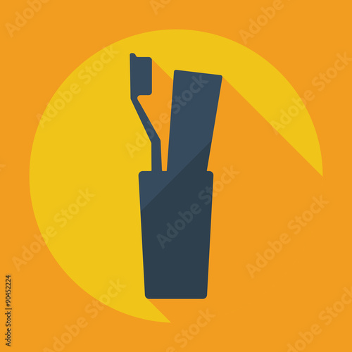 Flat modern design with shadow icons tooth brush