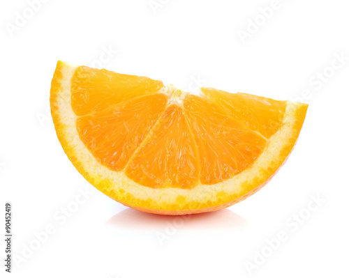 slice of orange fruit isolated on white