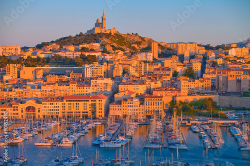 Canvas-taulu Marseille, le vieux port au soleil couchant