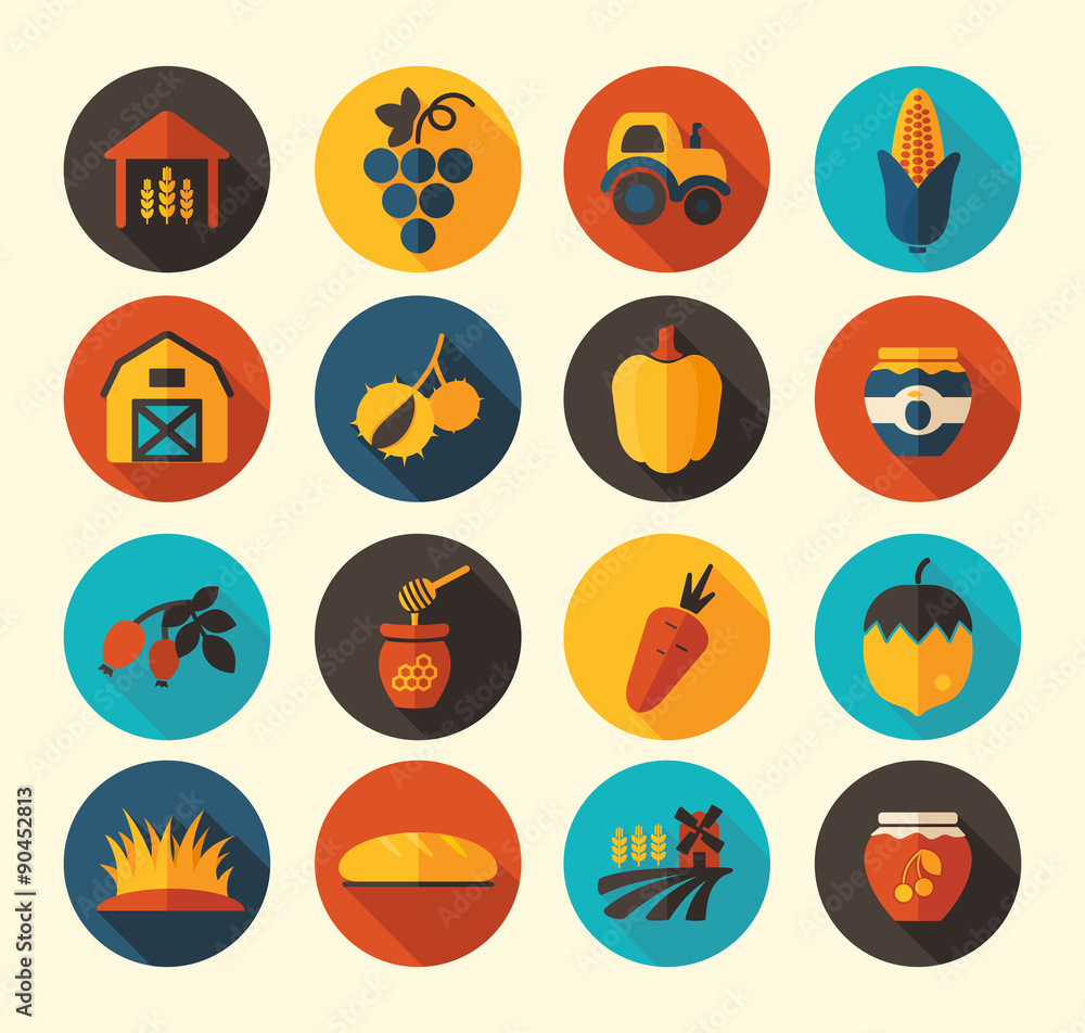 Autumn Harvest Thanksgiving flat icon Autumn Harvest Thanksgiving flat icon