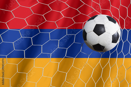 Armenia waving flag and soccer ball in goal net © FAMILY STOCK