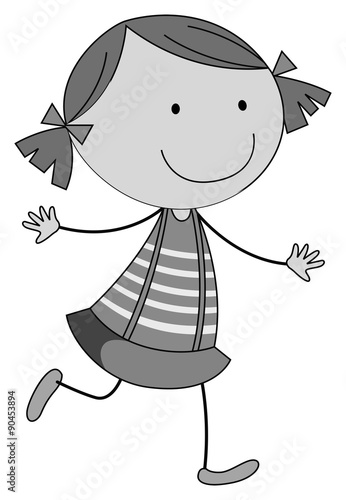 Cute happy girl in black and white