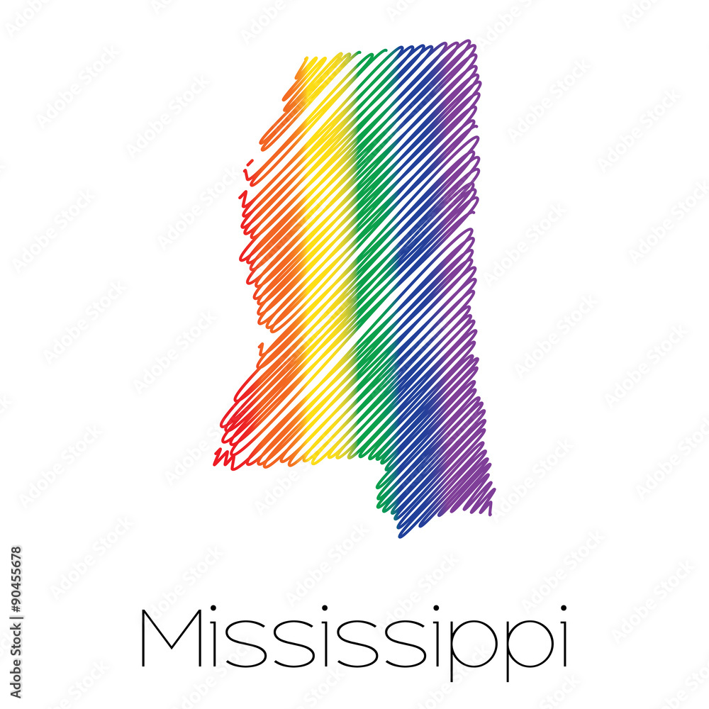 LGBT Scribbled shape of the State of Mississippi
