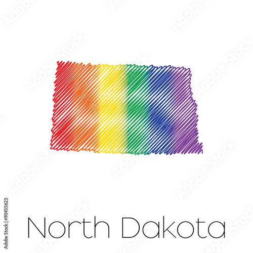 LGBT Scribbled shape of the State of North Dakota