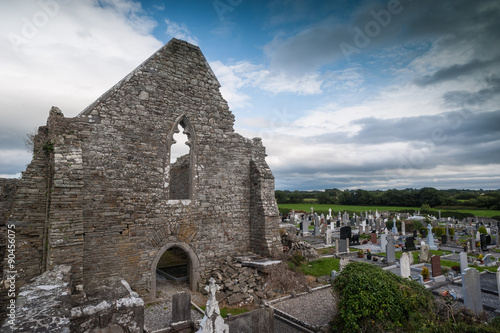 cemetery on the grounds of old church ruins in rural Ireland