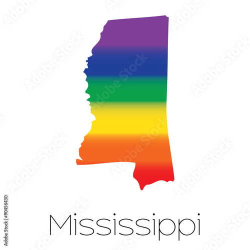 LGBT Flag inside the State of Mississippi