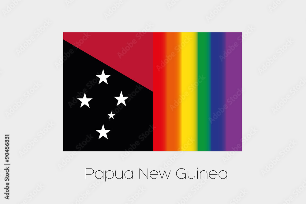 LGBT Flag Illustration with the flag of Papua New Guinea LGBT Flag Illustration with the flag of Papua New Guinea