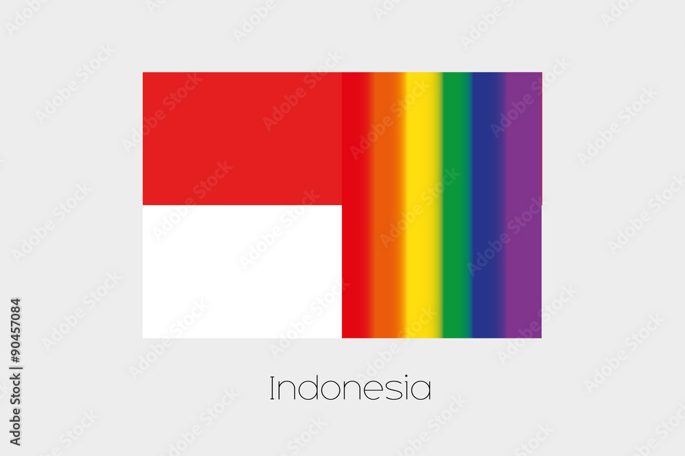 LGBT Flag Illustration with the flag of Indonesia LGBT Flag Illustration with the flag of Indonesia