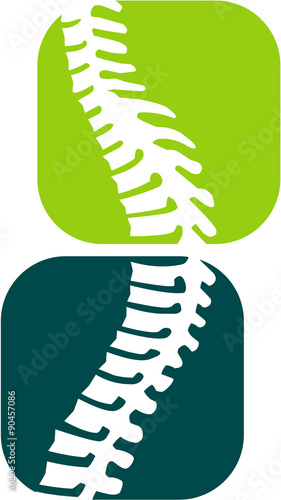 Logo, Signet und Flat Icon mit Wirbelsäule zu Orthopädie, Osteopathie, Physiotherapie und Massage