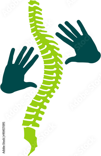 Logo, Signet und Flat Icon mit Wirbelsäule zu Orthopädie, Osteopathie, Physiotherapie und Massage