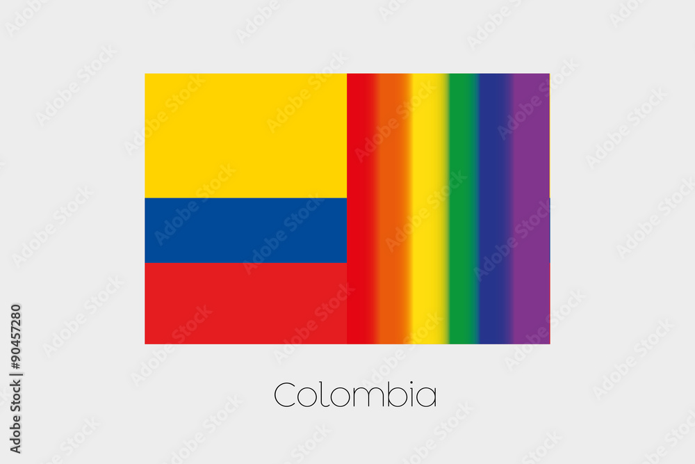 Fototapeta premium LGBT Flag Illustration with the flag of Colombia