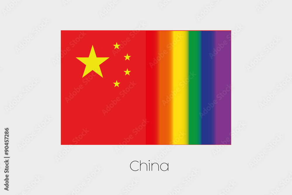 LGBT Flag Illustration with the flag of China LGBT Flag Illustration with the flag of China