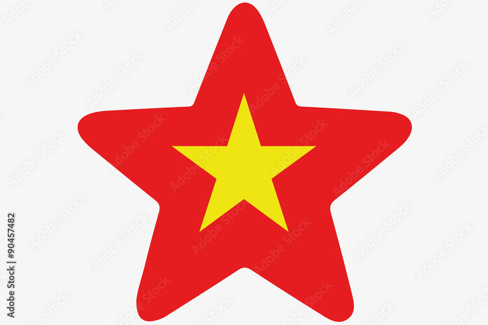 Flag Illustration inside a star of the country of Vietnam Flag Illustration inside a star of the country of Vietnam