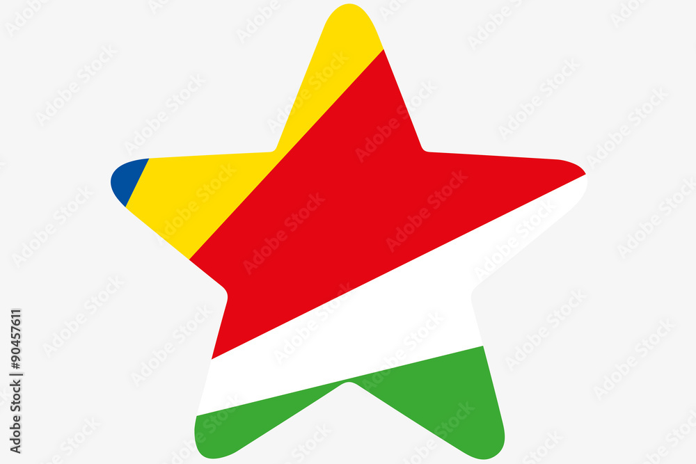 Flag Illustration inside a star of the country of Seychelles Flag Illustration inside a star of the country of Seychelles