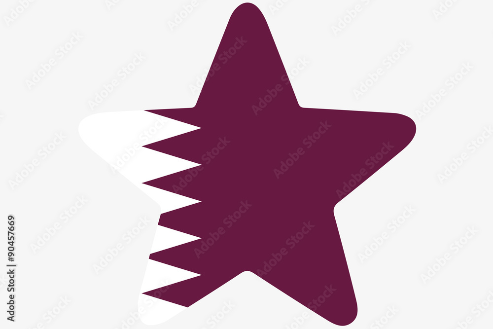 Flag Illustration inside a star of the country of Qatar Flag Illustration inside a star of the country of Qatar