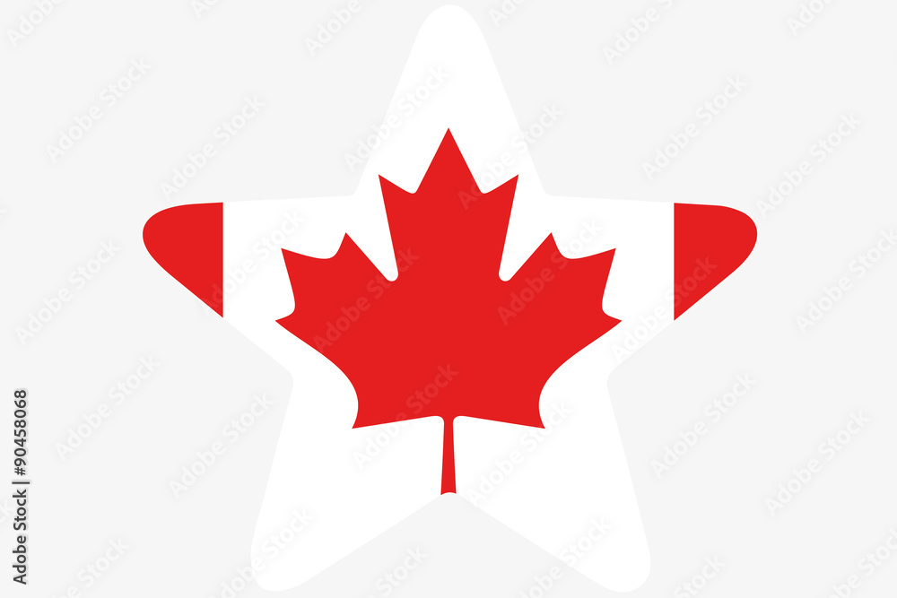 Flag Illustration inside a star of the country of Canada Flag Illustration inside a star of the country of Canada
