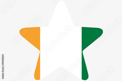 Flag Illustration inside a star of the country of Cote DIvoire