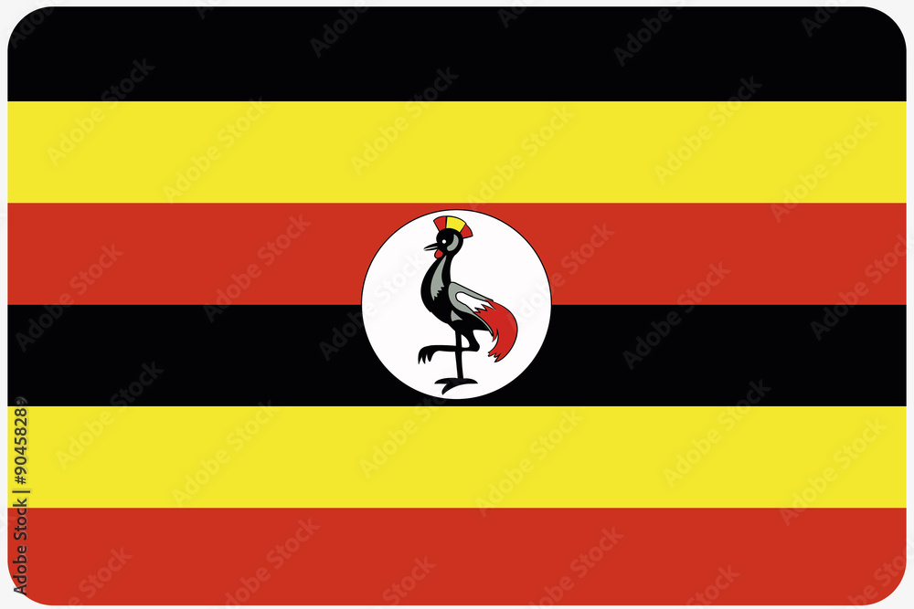 Obraz premium Flag Illustration with rounded corners of the country of Uganda