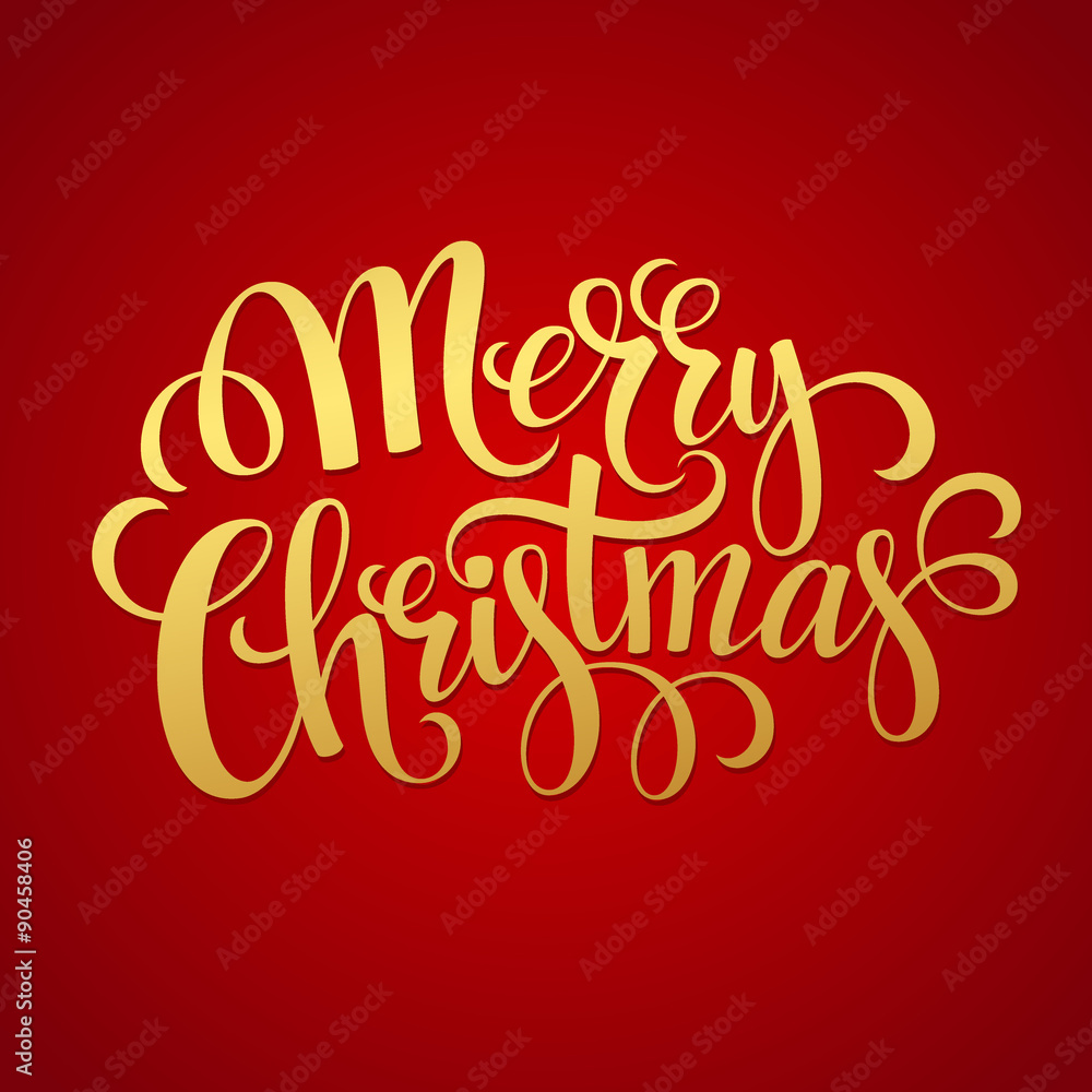 Merry Christmas golden lettering design. Vector illustration