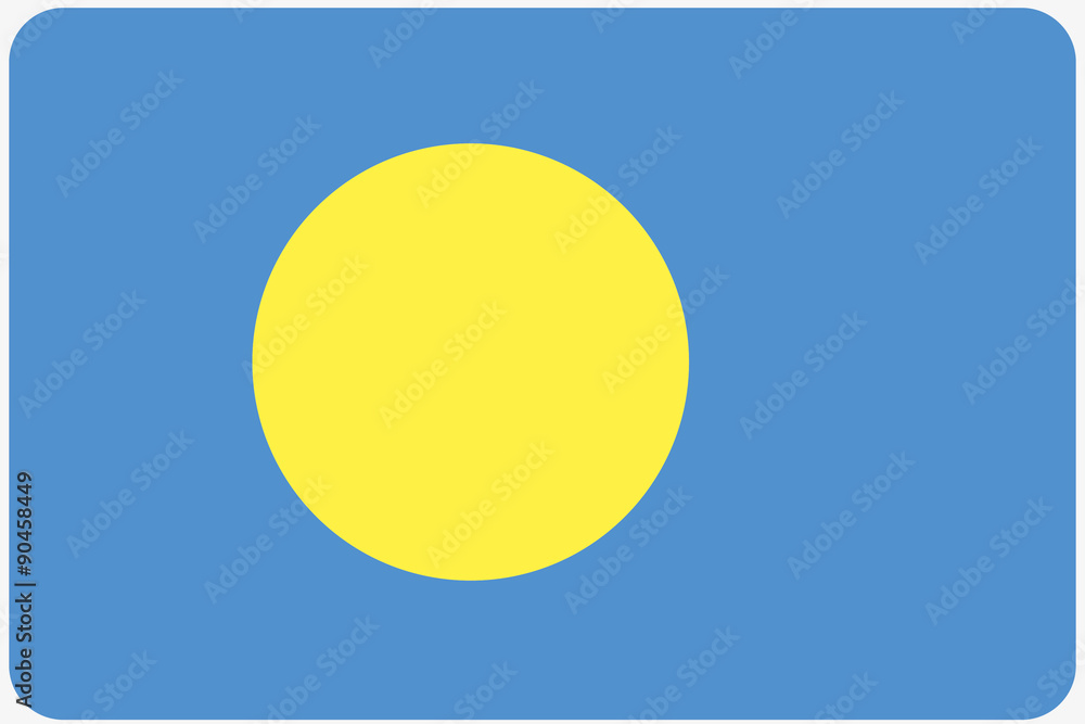 Flag Illustration with rounded corners of the country of Palau