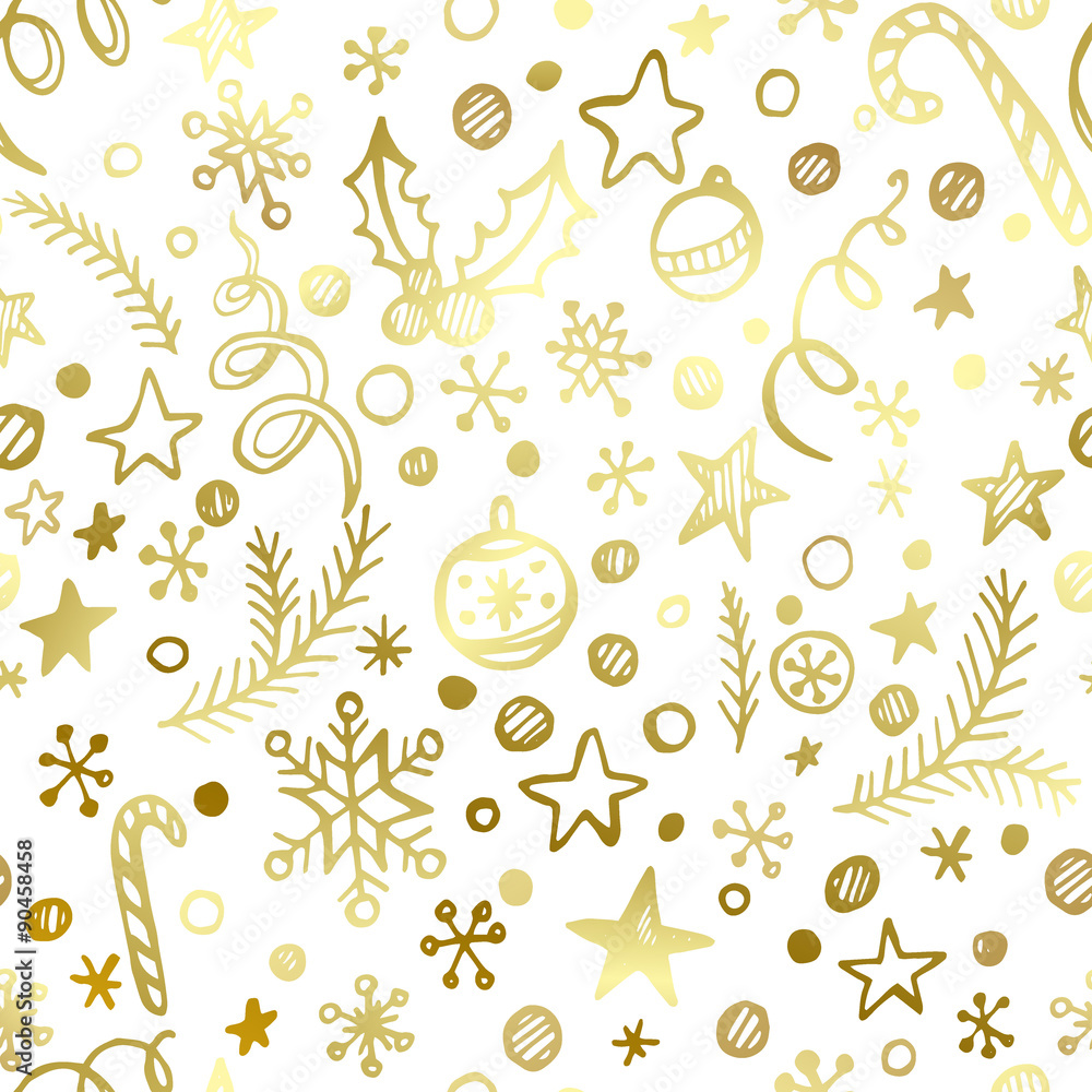 Christmas and New Year golden seamless pattern Christmas and New Year golden seamless pattern