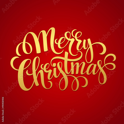 Merry Christmas golden lettering design. Vector illustration