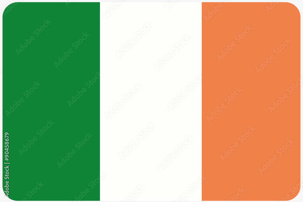 Flag Illustration with rounded corners of the country of Ireland