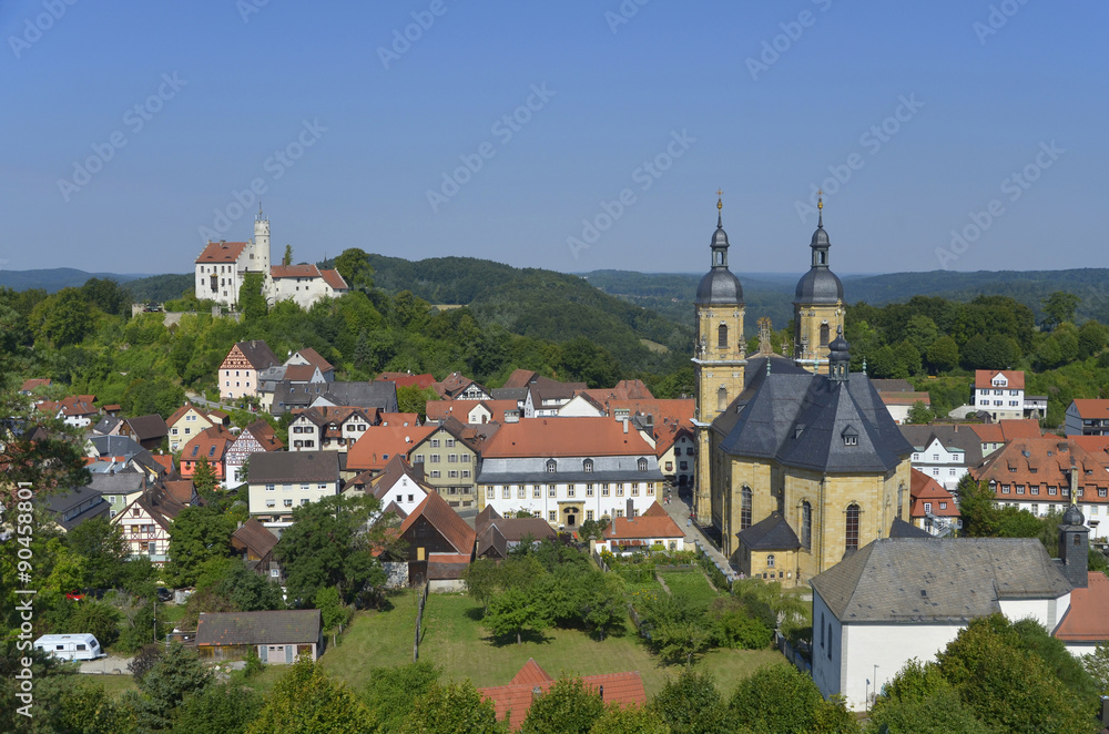 Stadtbild mit Basilika und Burg, Gößweinstein