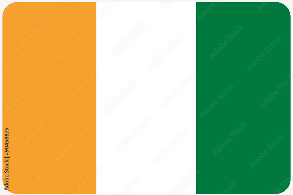 Flag Illustration with rounded corners of the country of Cote DI