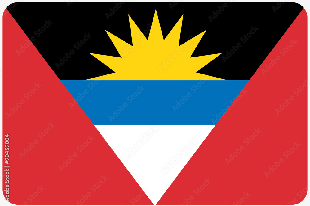 Flag Illustration with rounded corners of the country of Antigua Flag Illustration with rounded corners of the country of Antigua