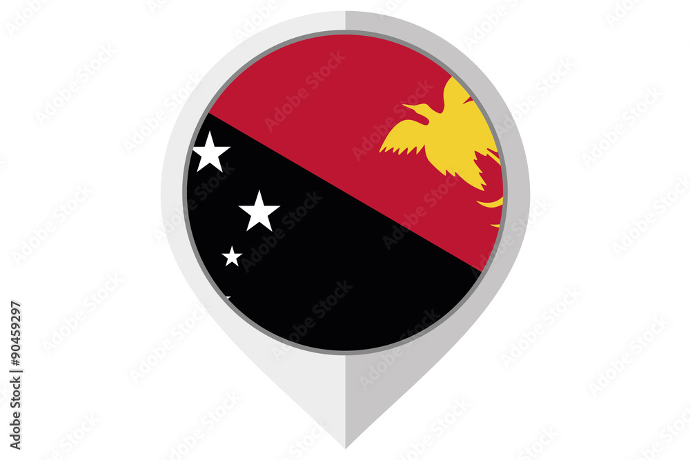 Flag Illustration inside a pointed of the country of Papua New G Flag Illustration inside a pointed of the country of Papua New G